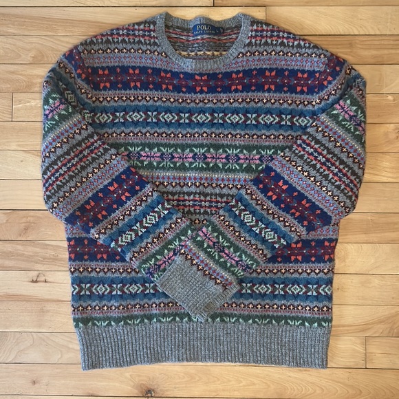 Men's Polo Ralph Lauren Nordic Fair Isle Crewneck Wool Blend Sweater Size Large - Picture 6 of 9